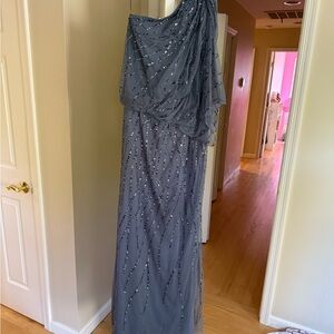 Elegant Smokey Blue Evening Gown